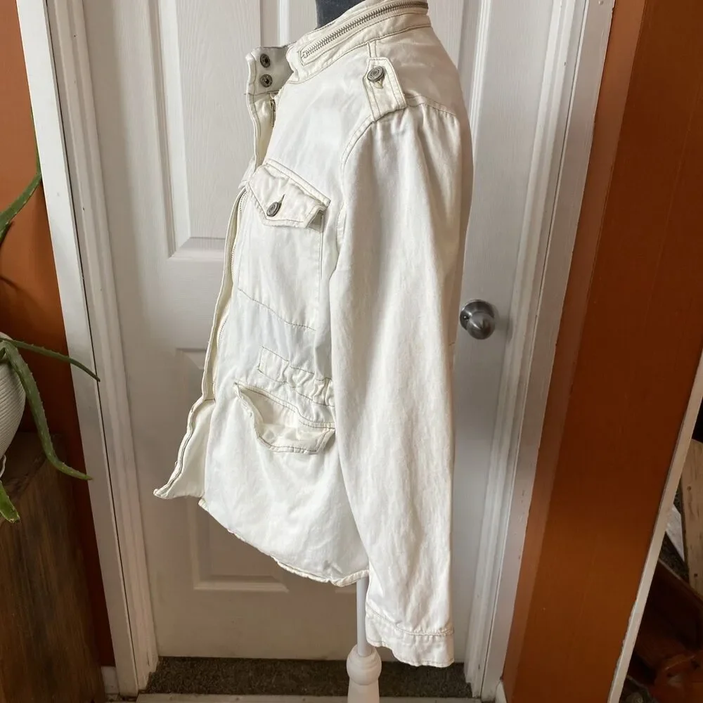 Ashley Vintage Charm Denim Jacket Women’s Size Medium Ivory Full Zip - Picture 9 of 13
